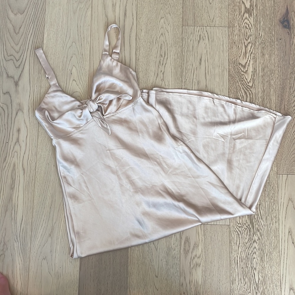Champagne satin midi dress